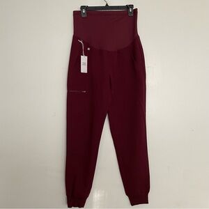 FIGS Zamora Maternity Jogger Scrub Pants Burgundy 1907 Pants Size Small